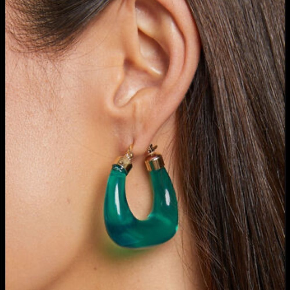 Bohemian green hoop earrings N163